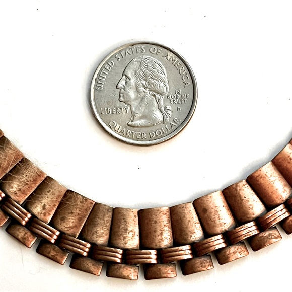 MCM Mid Century Vintage Solid Copper Choker 15 1/2” Necklace - Picture 3 of 6